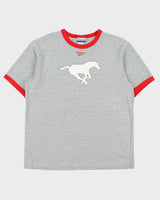 Vintage Y2K 00s Reebok Marl Grey Calgary Stampeders CFL Heavyweight Made In Canada Crewneck Ringer T-Shirt - XL