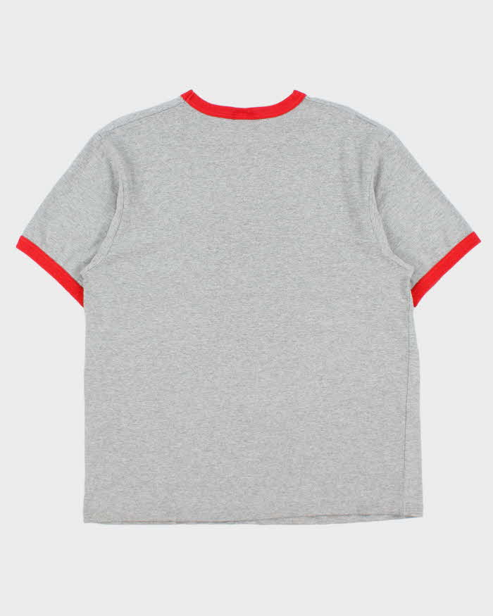 Vintage Y2K 00s Reebok Marl Grey Calgary Stampeders CFL Heavyweight Made In Canada Crewneck Ringer T-Shirt - XL