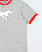Vintage Y2K 00s Reebok Marl Grey Calgary Stampeders CFL Heavyweight Made In Canada Crewneck Ringer T-Shirt - XL