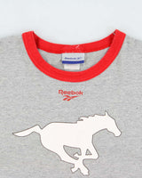 Vintage Y2K 00s Reebok Marl Grey Calgary Stampeders CFL Heavyweight Made In Canada Crewneck Ringer T-Shirt - XL