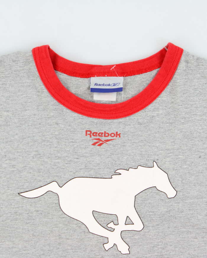 Vintage Y2K 00s Reebok Marl Grey Calgary Stampeders CFL Heavyweight Made In Canada Crewneck Ringer T-Shirt - XL