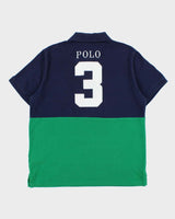 Vintage Polo Ralph Lauren Big Pony #3 Embroidered Custom Slim Fit Striped Short Sleeve Polo Shirt - L