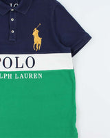 Vintage Polo Ralph Lauren Big Pony #3 Embroidered Custom Slim Fit Striped Short Sleeve Polo Shirt - L