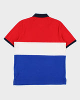 Vintage Polo Ralph Lauren Big Pony Striped Spell Out Classic Fit Short Sleeve Polo Shirt - M