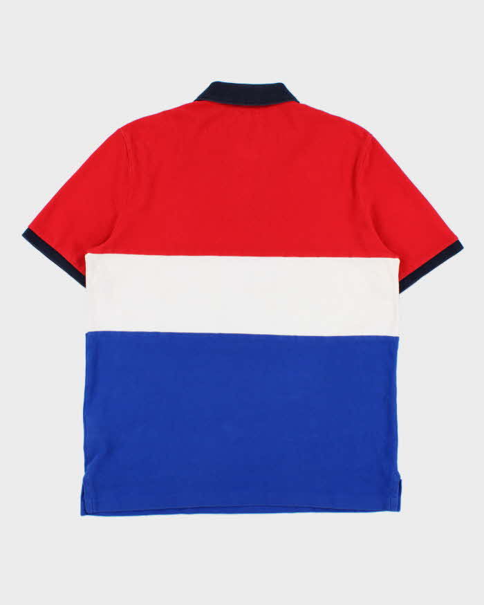 Vintage Polo Ralph Lauren Big Pony Striped Spell Out Classic Fit Short Sleeve Polo Shirt - M