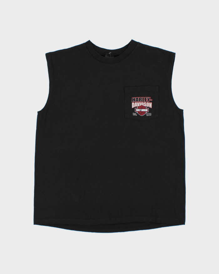 Vintage 1999 Harley Davidson Heavyweight Made In USA Southern Alberta Calgary Sleeveless Pocket T-Shirt - L