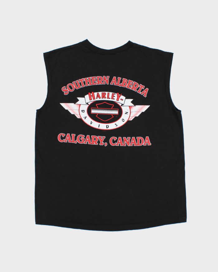 Vintage 1999 Harley Davidson Heavyweight Made In USA Southern Alberta Calgary Sleeveless Pocket T-Shirt - L