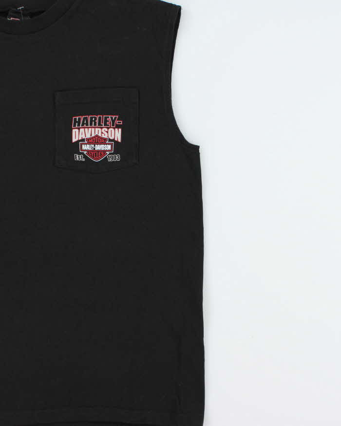 Vintage 1999 Harley Davidson Heavyweight Made In USA Southern Alberta Calgary Sleeveless Pocket T-Shirt - L