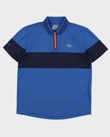 Vintage Lacoste Sport Striped Ultra Dry Short Sleeve Tech Zip Polo Shirt - L