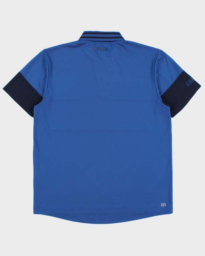 Vintage Lacoste Sport Striped Ultra Dry Short Sleeve Tech Zip Polo Shirt - L