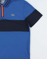 Vintage Lacoste Sport Striped Ultra Dry Short Sleeve Tech Zip Polo Shirt - L