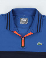 Vintage Lacoste Sport Striped Ultra Dry Short Sleeve Tech Zip Polo Shirt - L