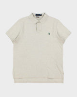 Vintage Polo Ralph Lauren Grey Marl Custom Fit Short Sleeve Polo Shirt - L