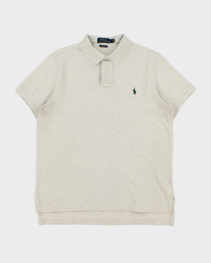 Vintage Polo Ralph Lauren Grey Marl Custom Fit Short Sleeve Polo Shirt - L