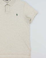 Vintage Polo Ralph Lauren Grey Marl Custom Fit Short Sleeve Polo Shirt - L