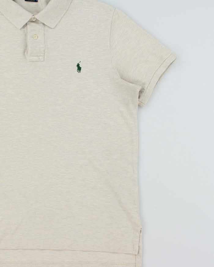 Vintage Polo Ralph Lauren Grey Marl Custom Fit Short Sleeve Polo Shirt - L