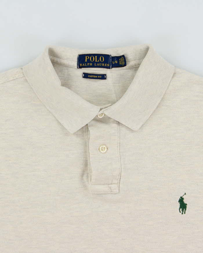 Vintage Polo Ralph Lauren Grey Marl Custom Fit Short Sleeve Polo Shirt - L