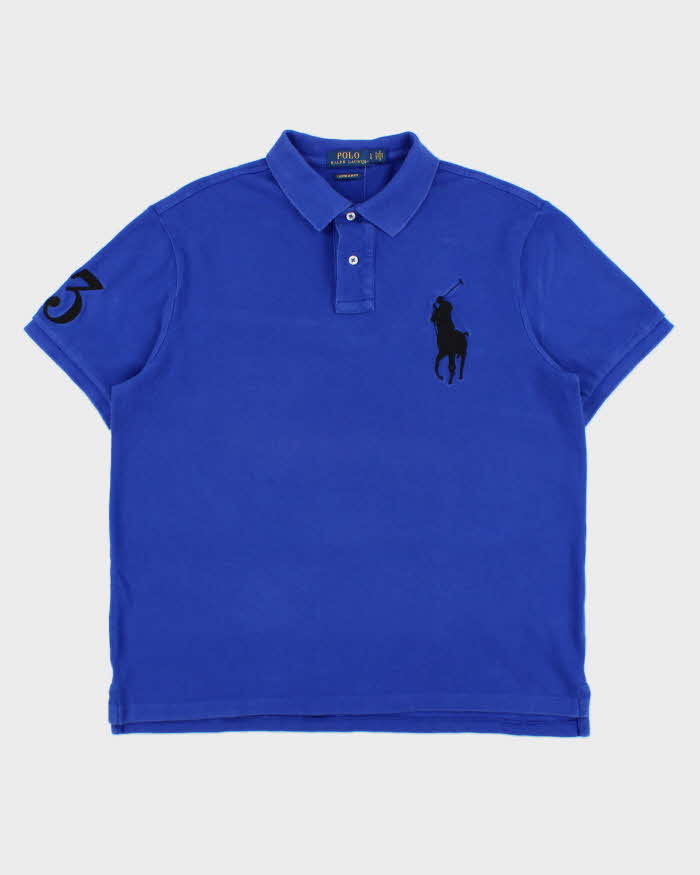 Vintage Polo Ralph Lauren Big Pony #3 Custom Slim Fit Short Sleeve Polo Shirt - L