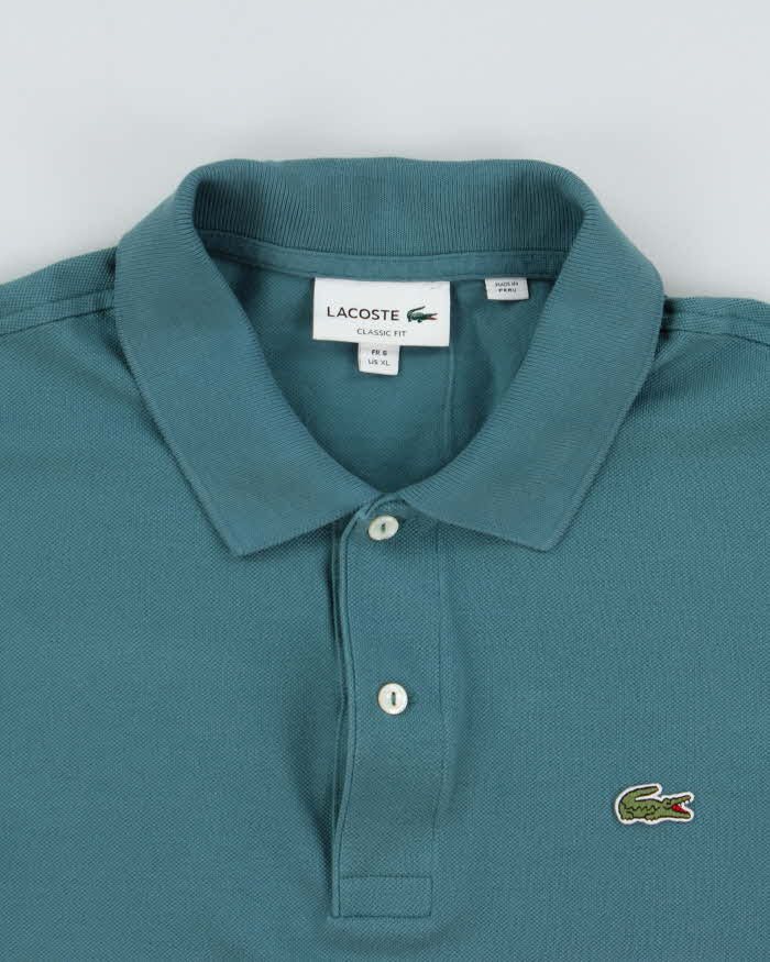 Vintage Lacoste Teal Croc Pique Classic Fit Short Sleeve Polo Shirt - XL