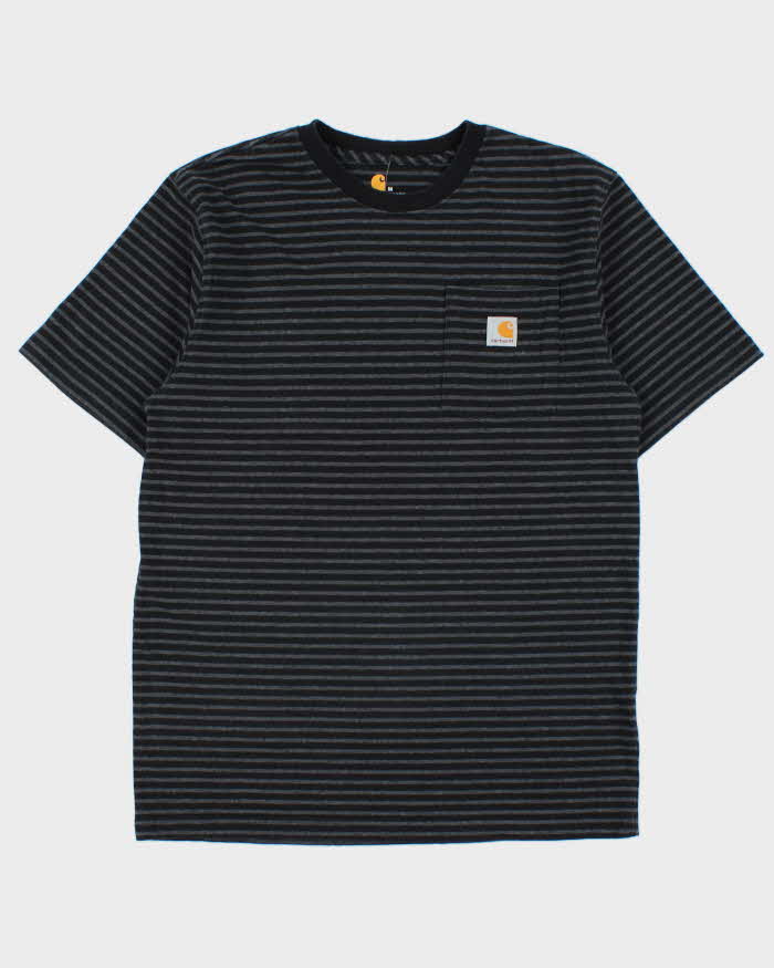 Vintage Carhartt Heavyweight Striped Original Fit Crewneck Pocket T-Shirt - M