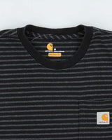 Vintage Carhartt Heavyweight Striped Original Fit Crewneck Pocket T-Shirt - M