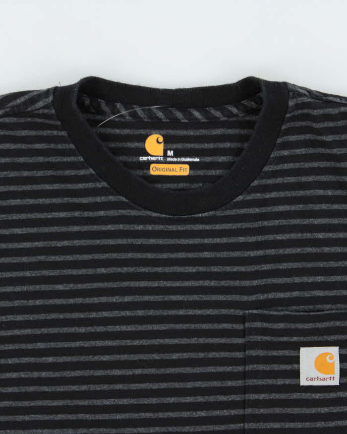 Vintage Carhartt Heavyweight Striped Original Fit Crewneck Pocket T-Shirt - M