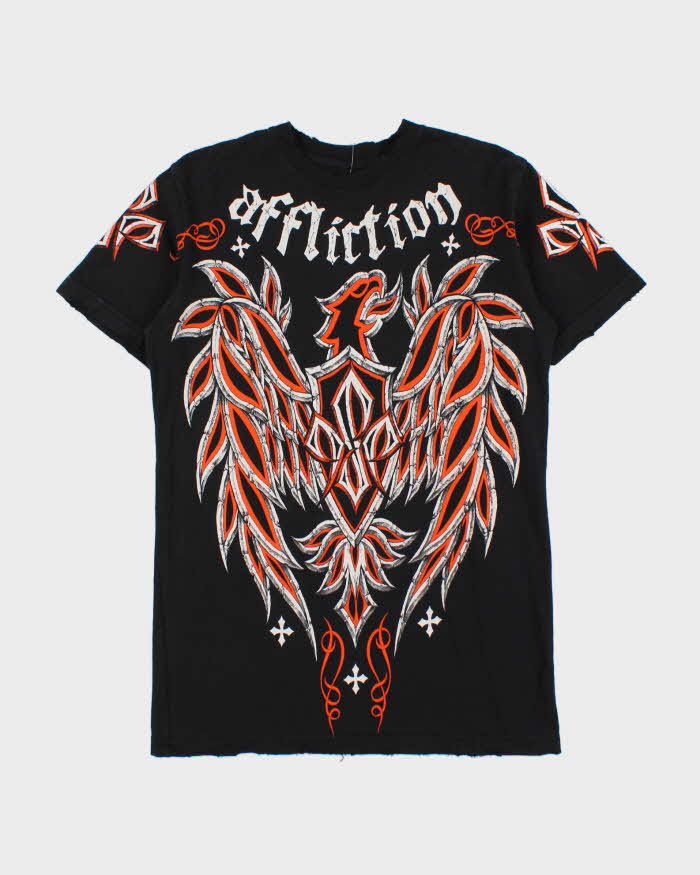 Vintage Y2K 00s Affliction Georges St-Pierre Rush Signature Series Distressed Crewneck T-Shirt - M