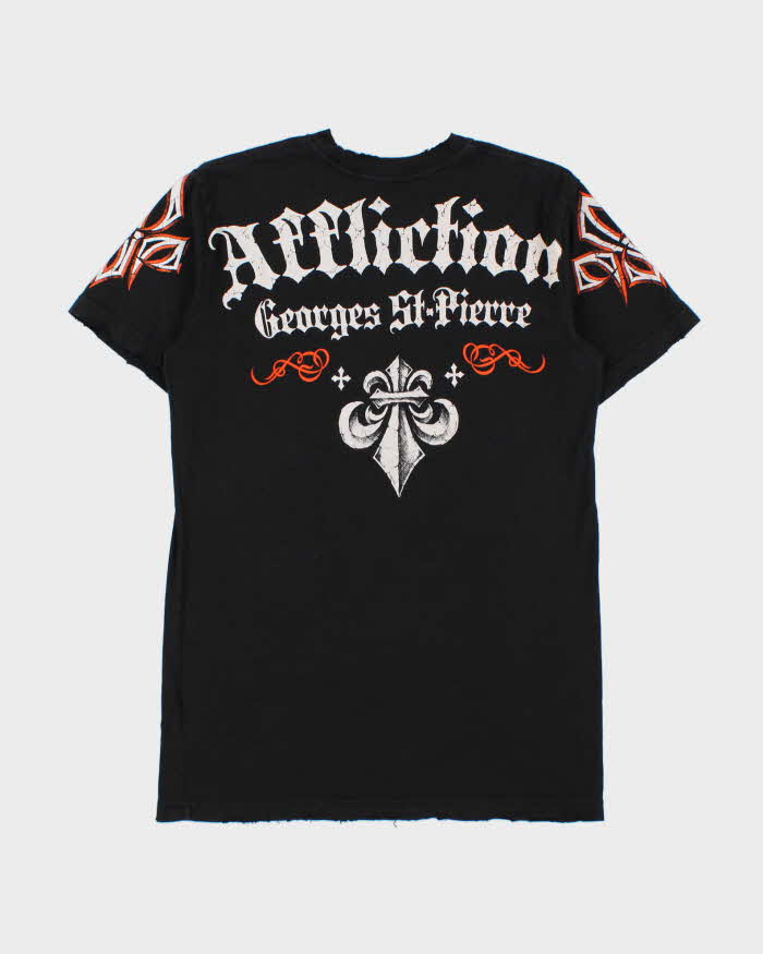 Vintage Y2K 00s Affliction Georges St-Pierre Rush Signature Series Distressed Crewneck T-Shirt - M