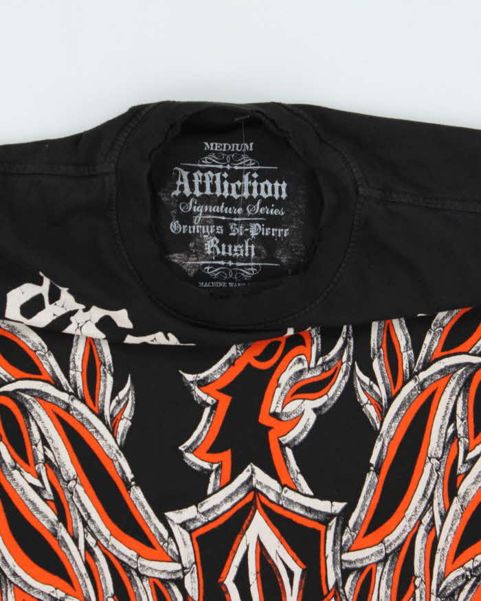 Vintage Y2K 00s Affliction Georges St-Pierre Rush Signature Series Distressed Crewneck T-Shirt - M