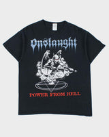 Vintage Y2K 00s Onslaught Power From Hell Angels Of Death Trash Metal Heavyweight Gildan Crewneck T-Shirt - L