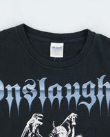 Vintage Y2K 00s Onslaught Power From Hell Angels Of Death Trash Metal Heavyweight Gildan Crewneck T-Shirt - L