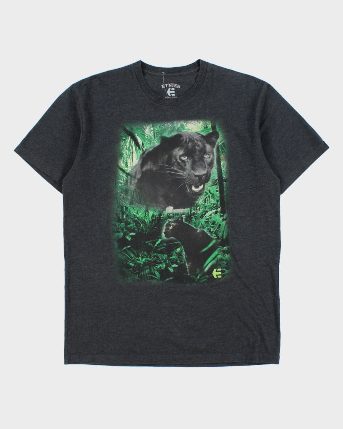 Vintage Etnies x Tom Dugan Animal Series Grey Marl Panther Crewneck T-Shirt - L