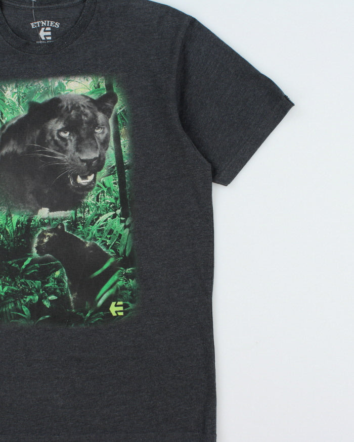 Vintage Etnies x Tom Dugan Animal Series Grey Marl Panther Crewneck T-Shirt - L