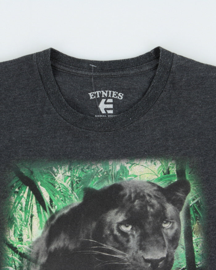 Vintage Etnies x Tom Dugan Animal Series Grey Marl Panther Crewneck T-Shirt - L