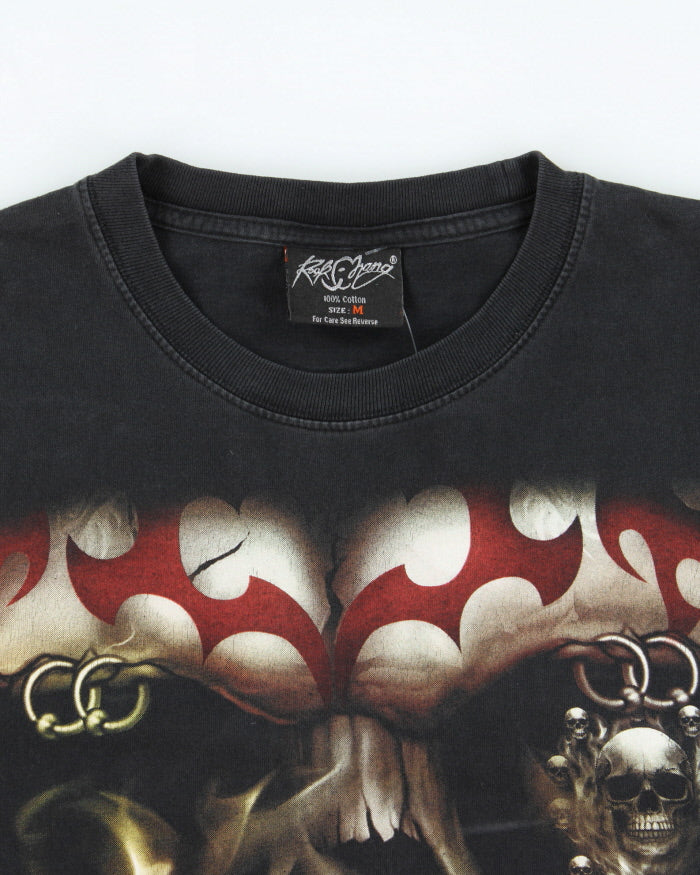 Vintage Y2K 00s Rock Chang Heavyweight Biker Skull Crewneck T-Shirt - M