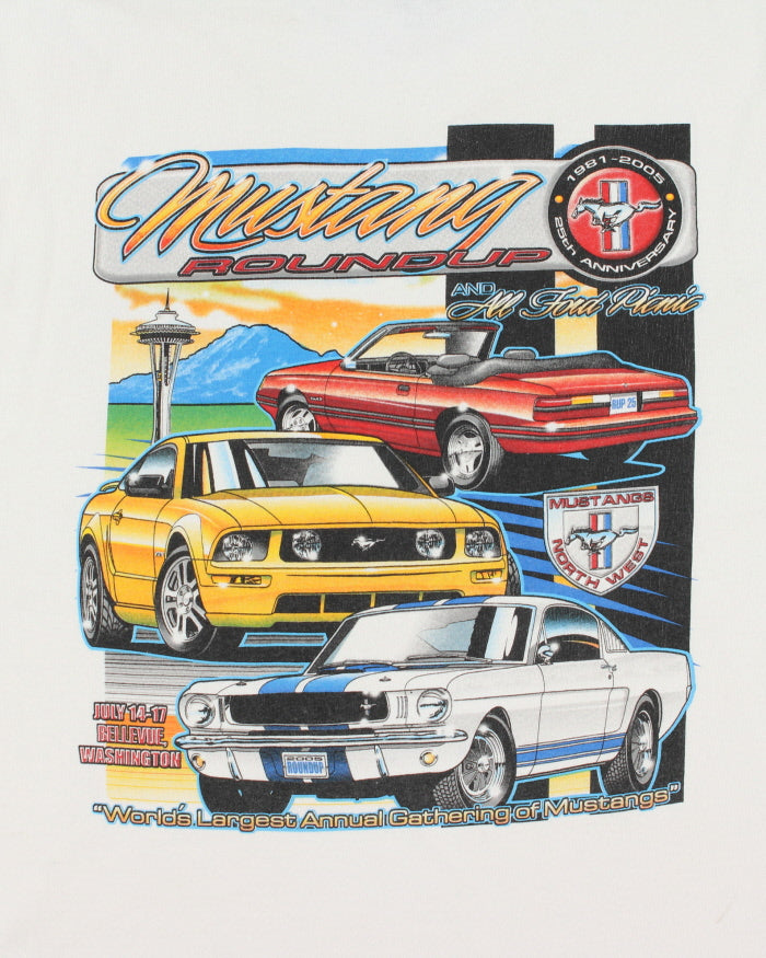 Vintage 2005 Ford Mustang Round Up 25th Anniversary Heavyweight Gildan Crewneck T-Shirt - L