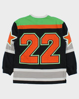Just Don All City Versus Hell City Classic Heavyweight Striped V-Neck Long Sleeve Hockey T-Shirt - M