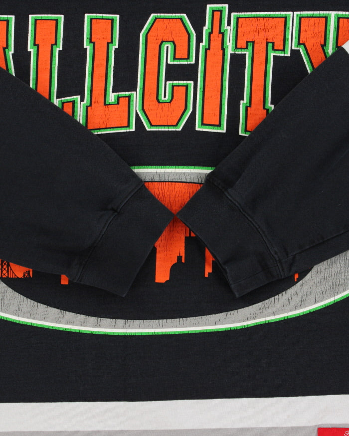 Just Don All City Versus Hell City Classic Heavyweight Striped V-Neck Long Sleeve Hockey T-Shirt - M