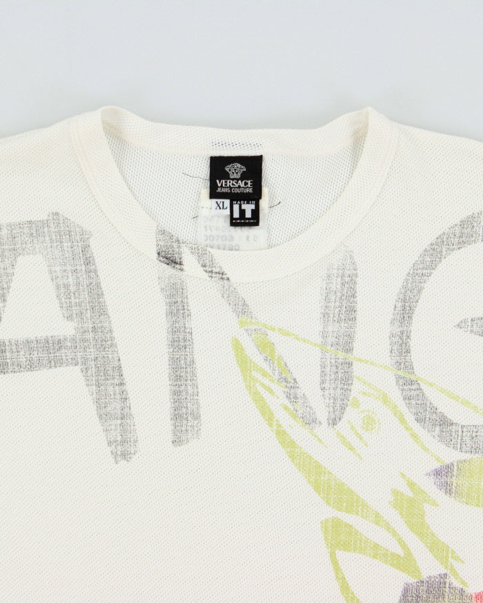 Vintage SS2004 Versace Jeans Couture Floral Danger Mesh Crewneck T-Shirt - M