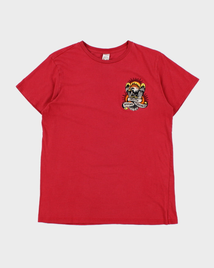 Vintage Y2K 00s Ed Hardy Christian Audigier Embroidered Death Before Dishonor Made In USA Crewneck T-Shirt - L