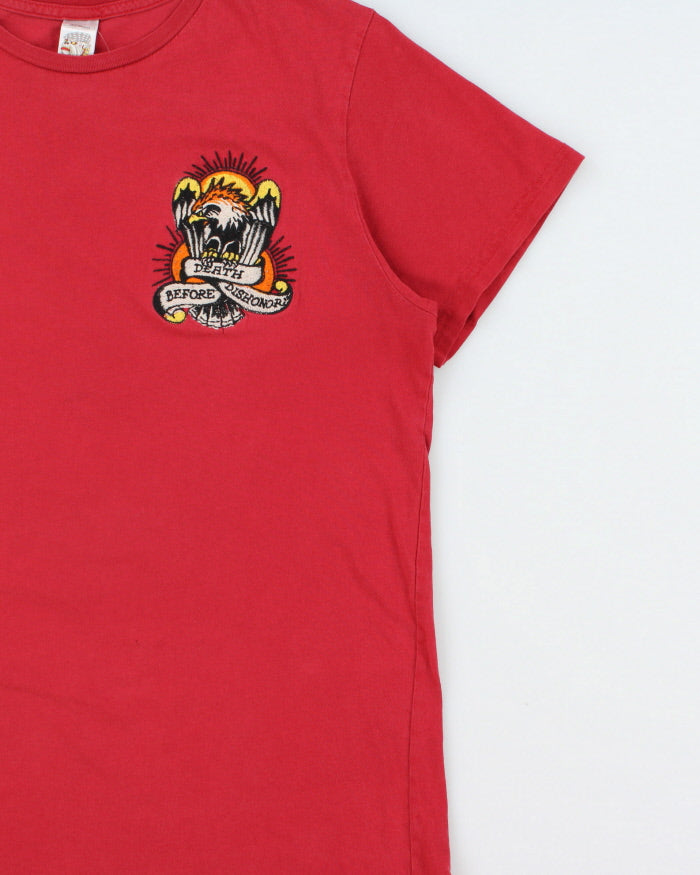 Vintage Y2K 00s Ed Hardy Christian Audigier Embroidered Death Before Dishonor Made In USA Crewneck T-Shirt - L