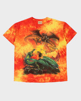 Vintage 2001 Y2K The Mountain Heavyweight Fantasy Dragon Meikle John Crewneck Tie-Dye Crewneck T-Shirt - XL