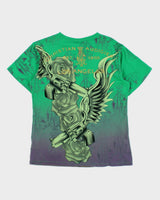 Vintage Y2K 2000s Christian Audigier Rhinestone All Over Print Crew Neck T-shirt - L
