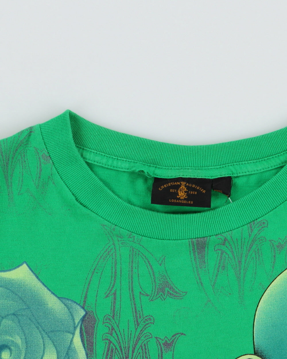 Vintage Y2K 2000s Christian Audigier Rhinestone All Over Print Crew Neck T-shirt - L