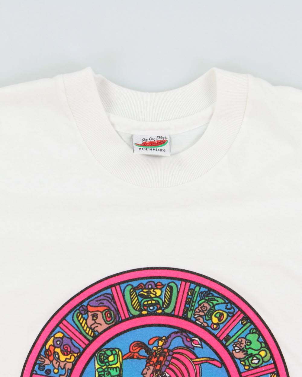 Vintage 1990s Cancun Mexico Mayan Calendar Graphic Single Stitch T-shirt - M