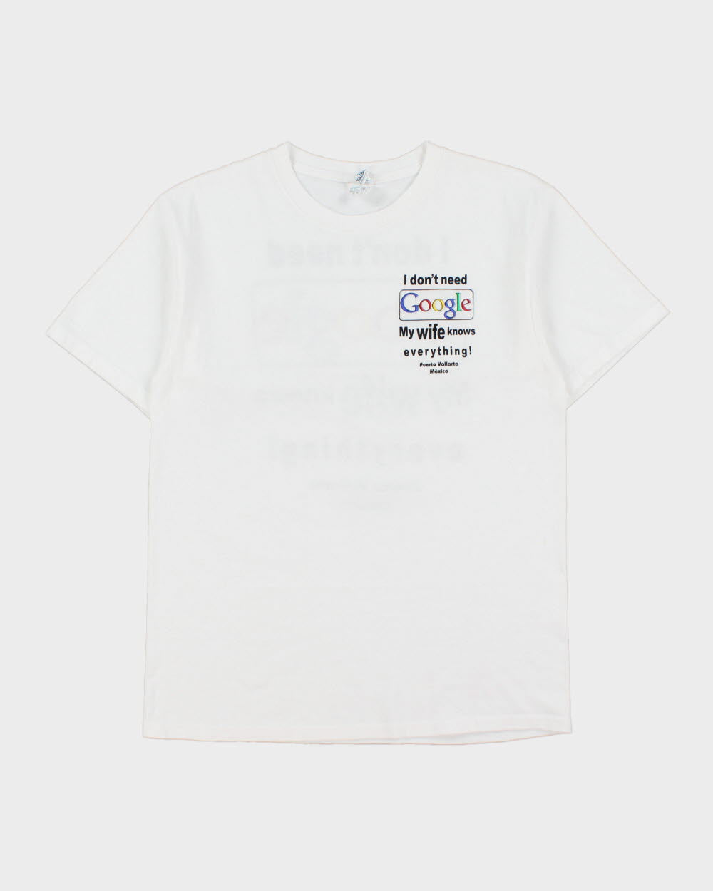 Vintage I Don't Need Google My Wife Knows Everything Heavyweight Crew Neck T-shirt - M