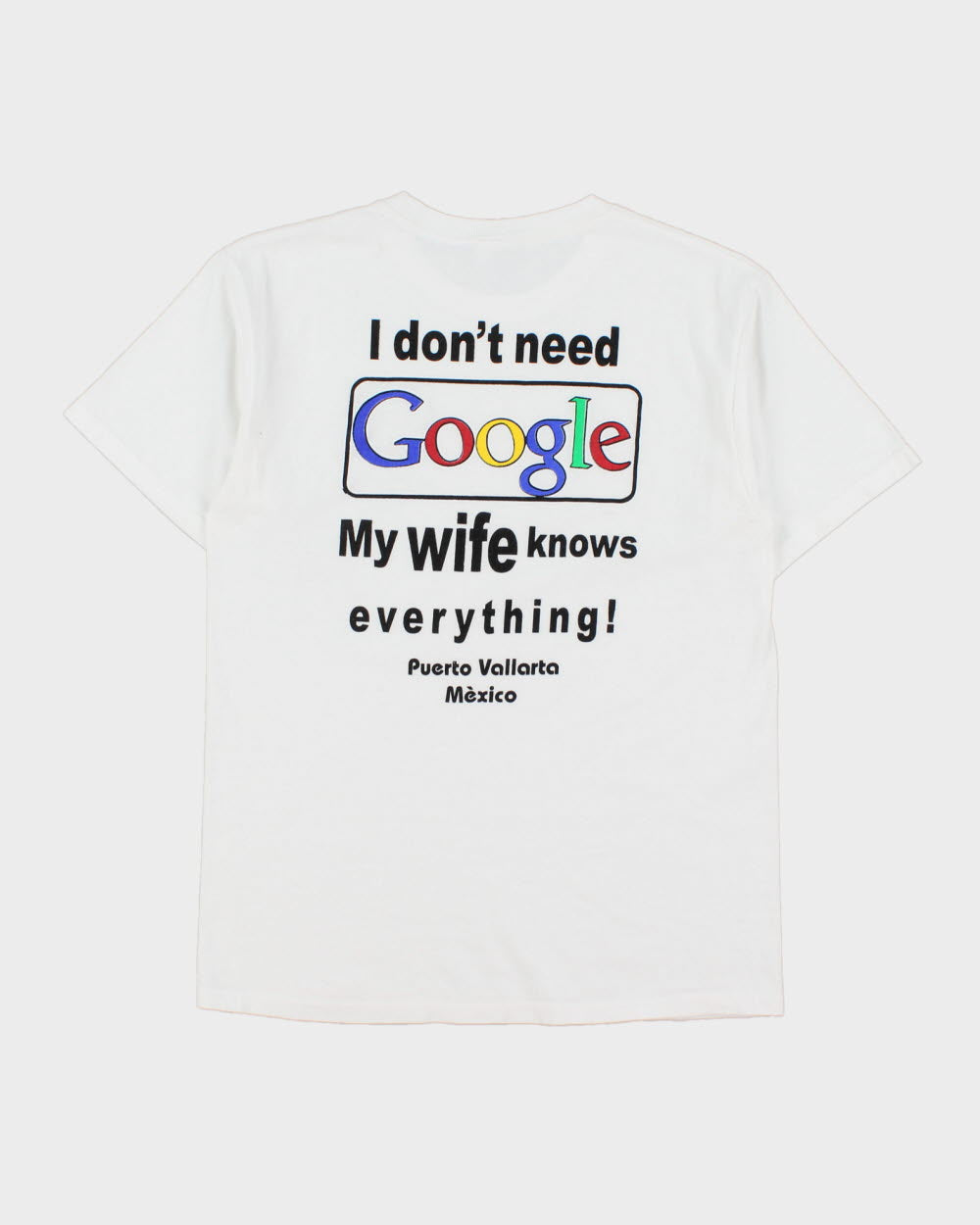 Vintage I Don't Need Google My Wife Knows Everything Heavyweight Crew Neck T-shirt - M