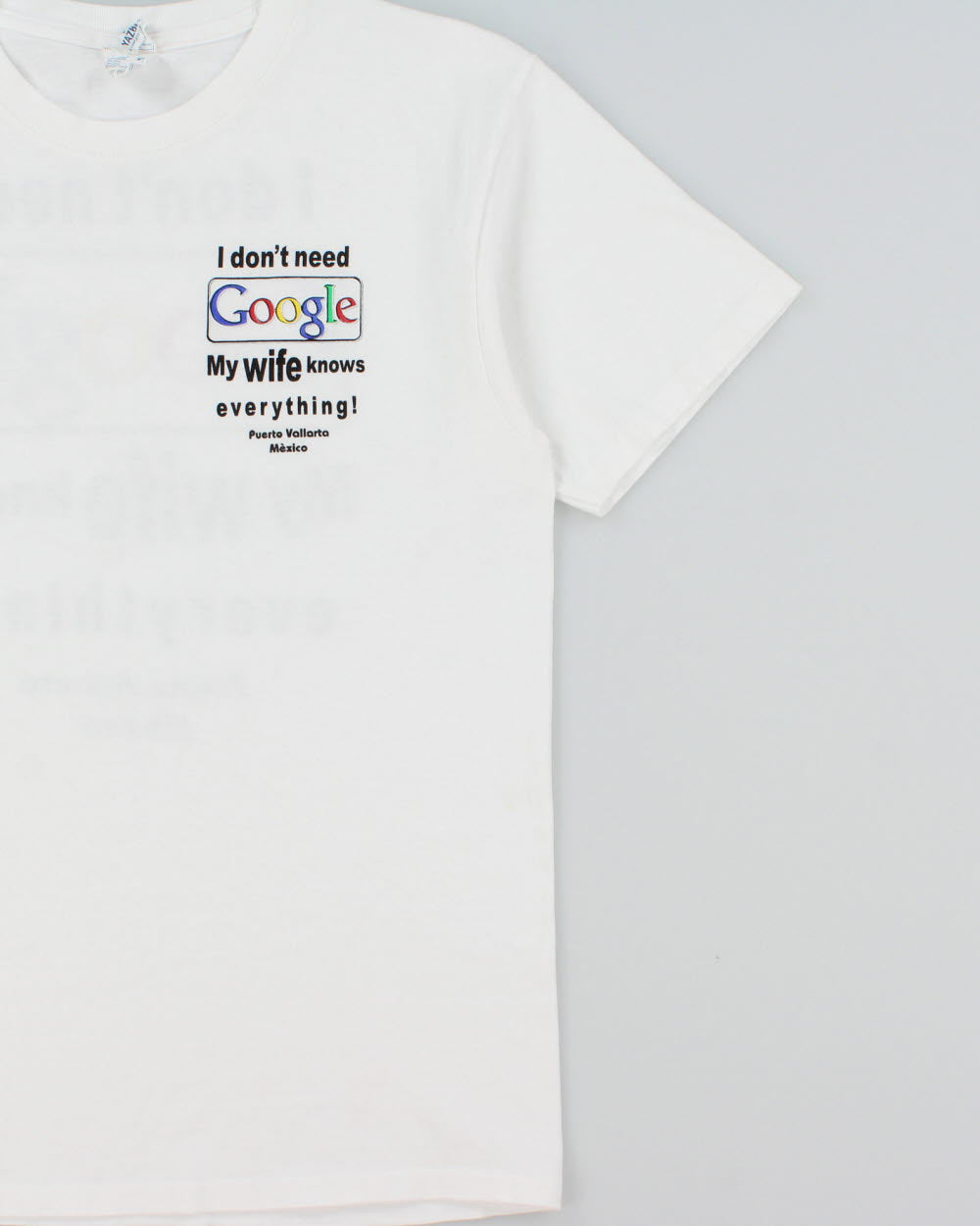 Vintage I Don't Need Google My Wife Knows Everything Heavyweight Crew Neck T-shirt - M