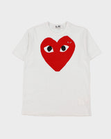 Comme Des Garçons PLAY Heavyweight Double Heart Embroidered Single Stitch Crewneck T-Shirt - L