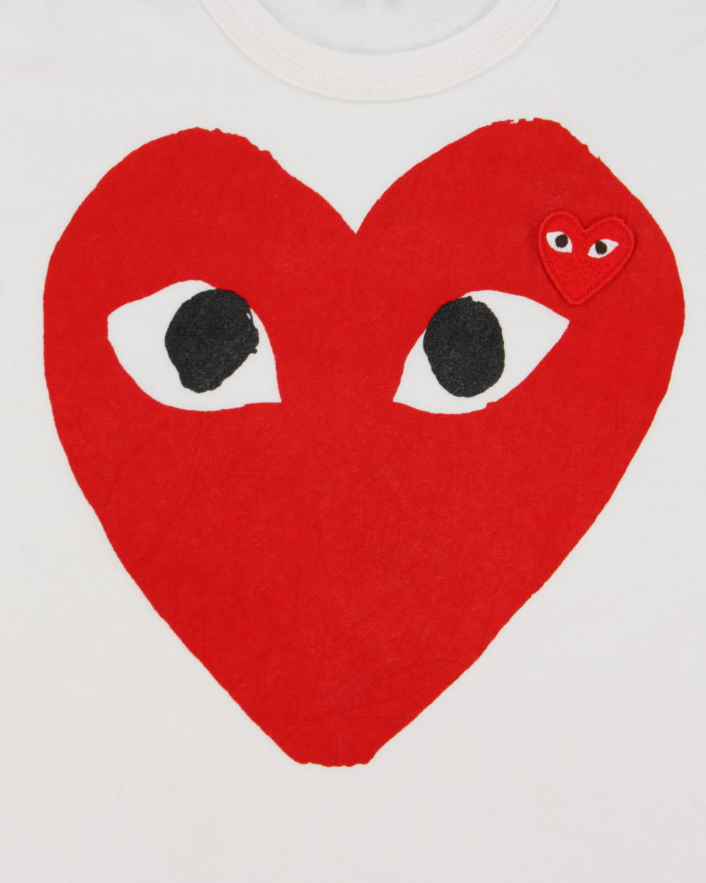 Comme Des Garçons PLAY Heavyweight Double Heart Embroidered Single Stitch Crewneck T-Shirt - L